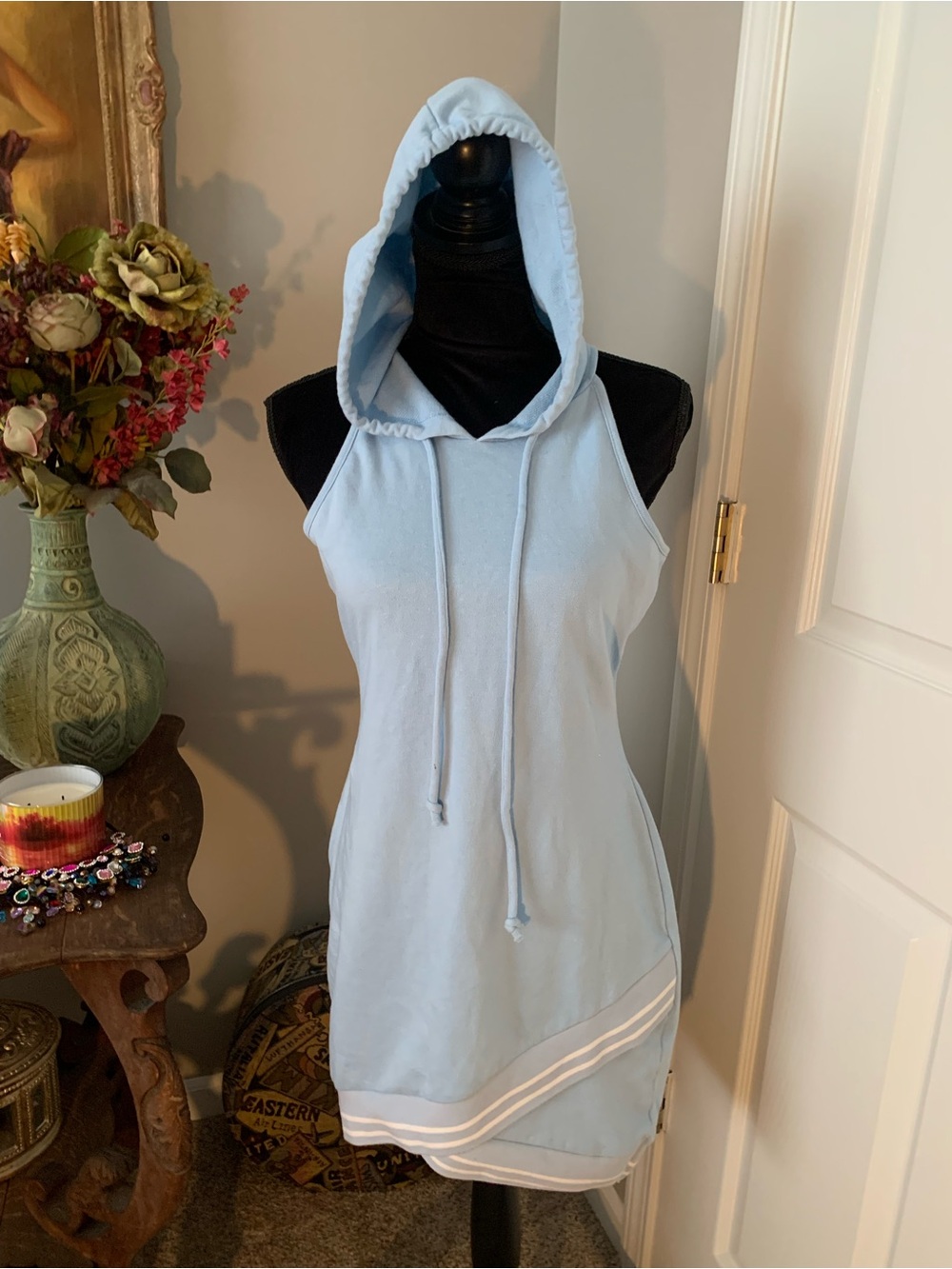 Baby Blue Stretch Hoodie Mini Dress